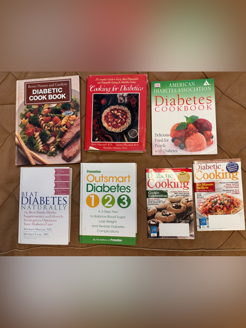 Collection of Diabetes management and Cookbooks - Red, White, Green Covers